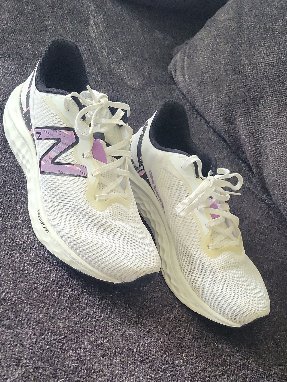 New Balance Women's White Running Shoes with Lavender Accents
